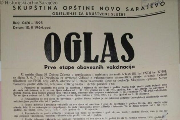 Pročitajte više o članku Historijski arhiv Sarajevo podsjetio na vakcinaciju iz 1964. protiv zaraznih bolesti