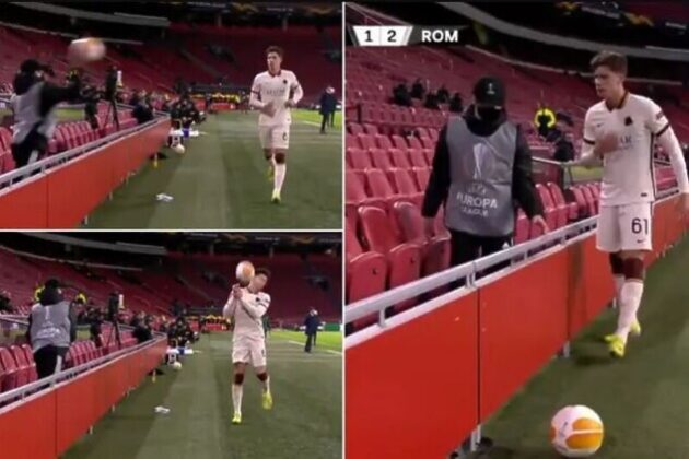 Pročitajte više o članku Nesvakidašnja scena: Ajaxov sakupljač lopti pogodio igrača Rome