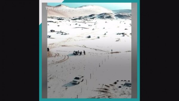 Pročitajte više o članku Pješčana uzvišenja Saudijske Arabije prekrivena snijegom (VIDEO)