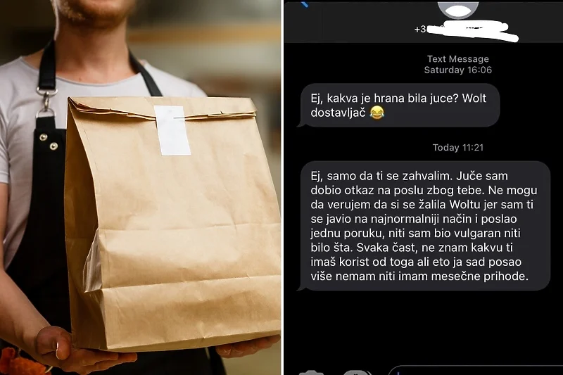 Pročitajte više o članku Dostavljač iz Srbije otpušten nakon što je poslao poruku djevojci kojoj je donio hranu