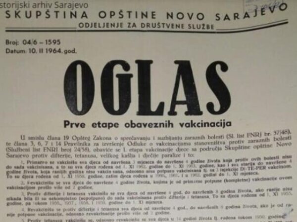 Historijski arhiv Sarajevo podsjetio na vakcinaciju iz 1964. protiv zaraznih bolesti
