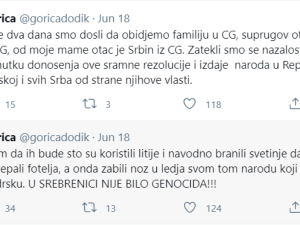 Twitter post Gorice Dodik