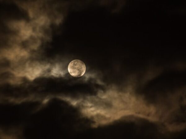 Full moon with clouds.